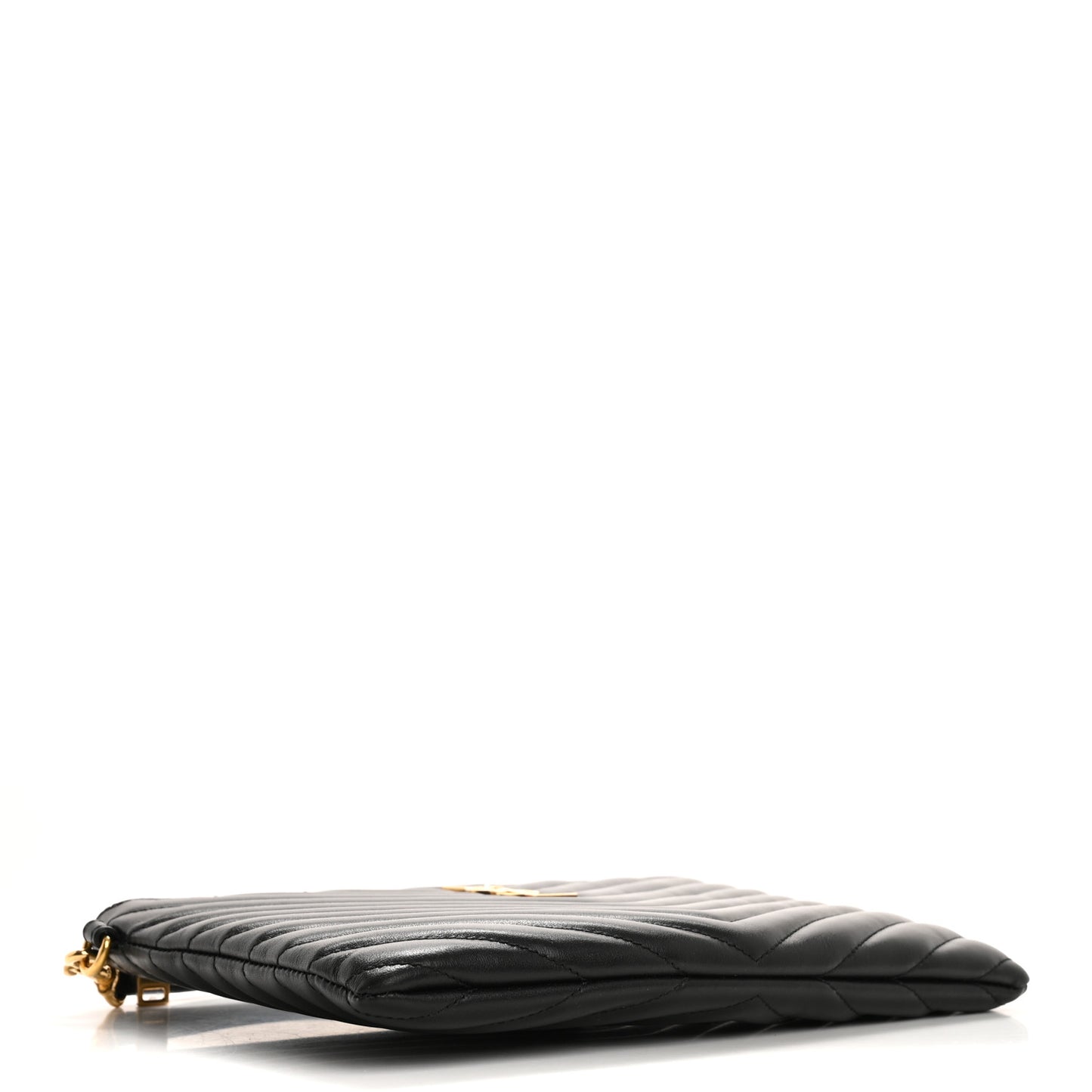 Calfskin Matelasse Chevron Monogram A5 Wristlet Black