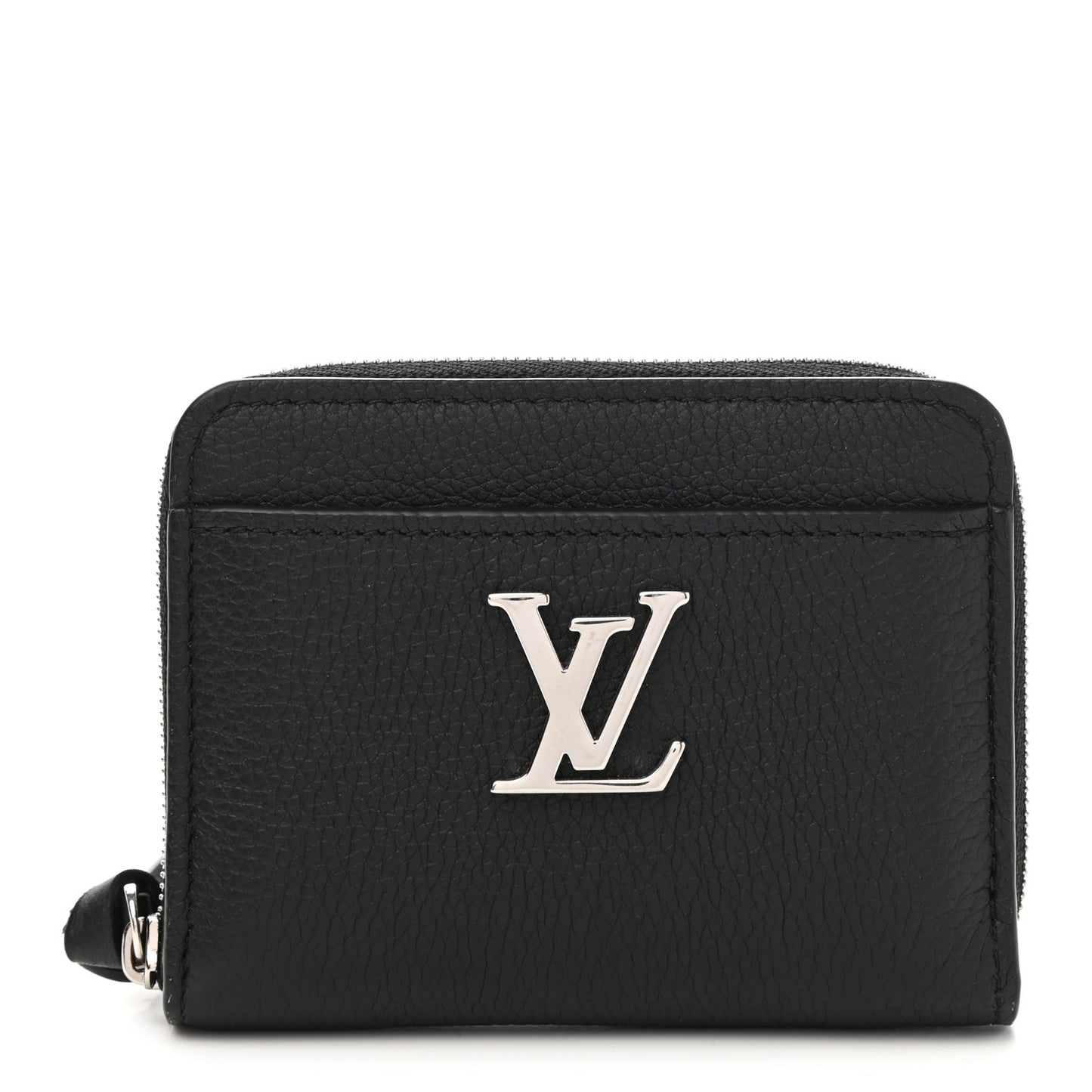 Calfskin Lockme Zippy Coin Purse Black