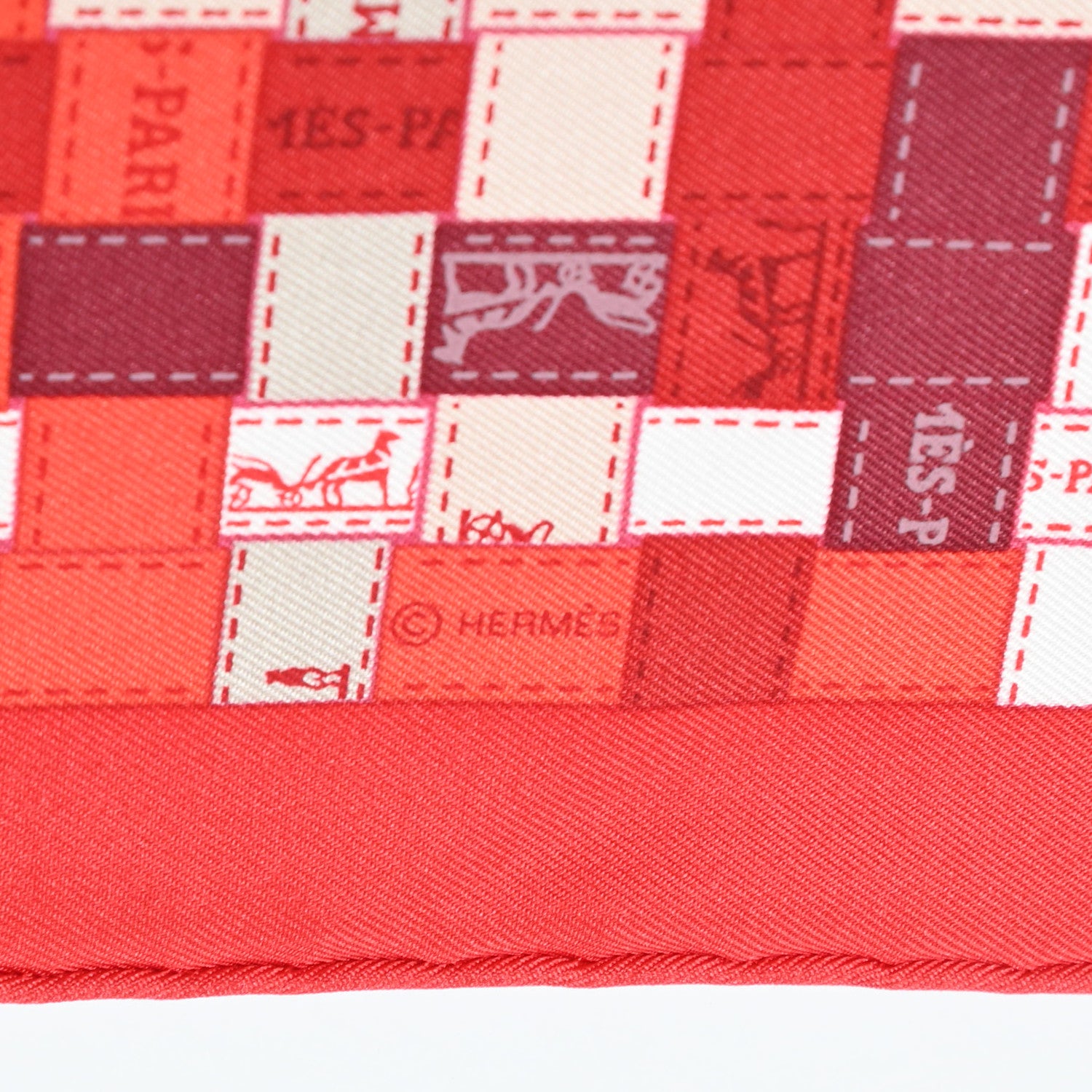 Hermes Silk Bolduc Au Carre Scarf 90 Rouge Bordeaux Gris 4 of 5