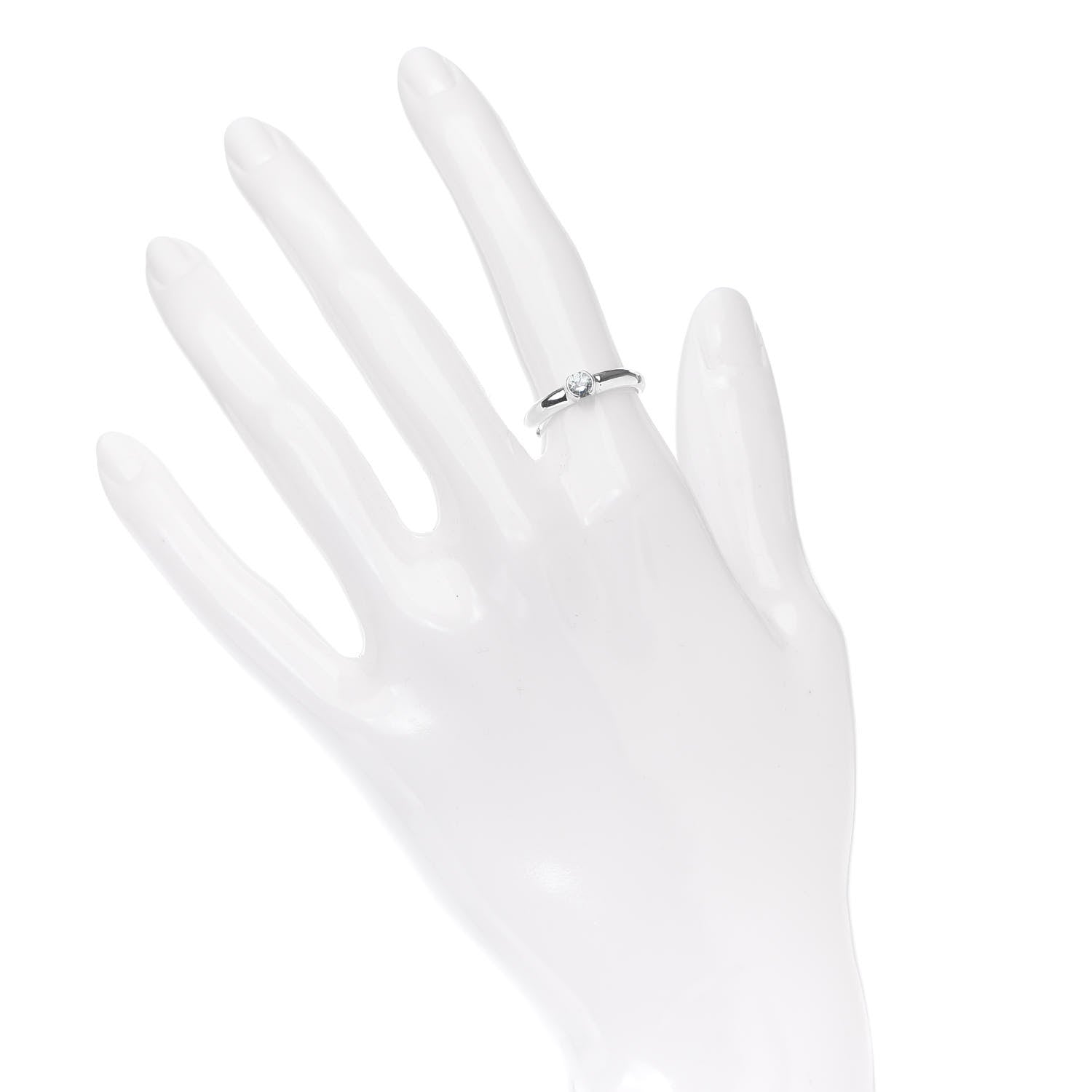 Tiffany Sterling Silver Aquamarine 3mm Stacking Ring 50 5.5 2 of 4