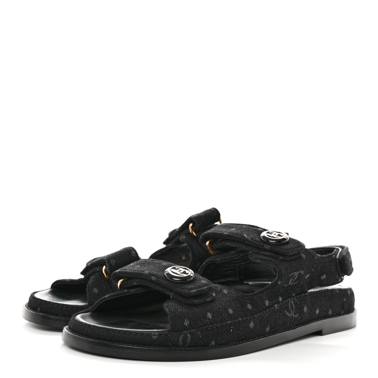 Denim Printed Dad Sandals 39.5 Black