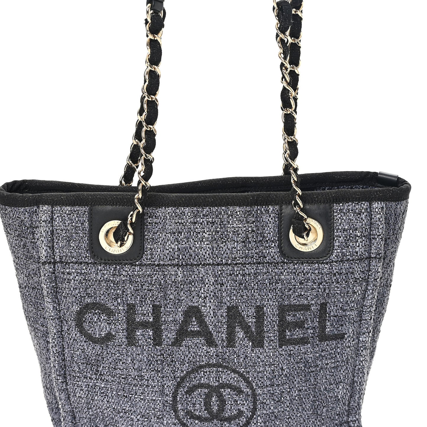Lurex Boucle Mini Deauville Tote Black