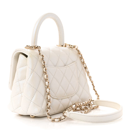 Chanel Iridescent Caviar Quilted Extra Mini Coco Handle Flap White 3 of 11