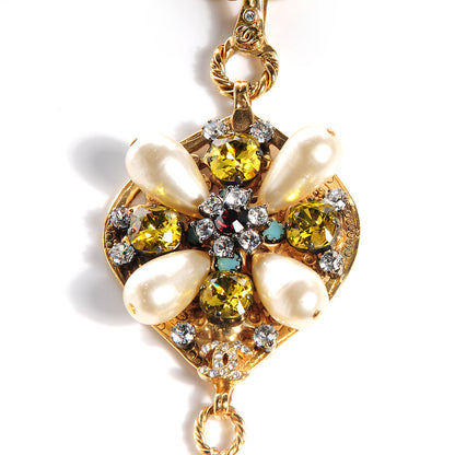 Chanel Jeweled Pearl CC Logo Drop Necklace Gold 4 of 6