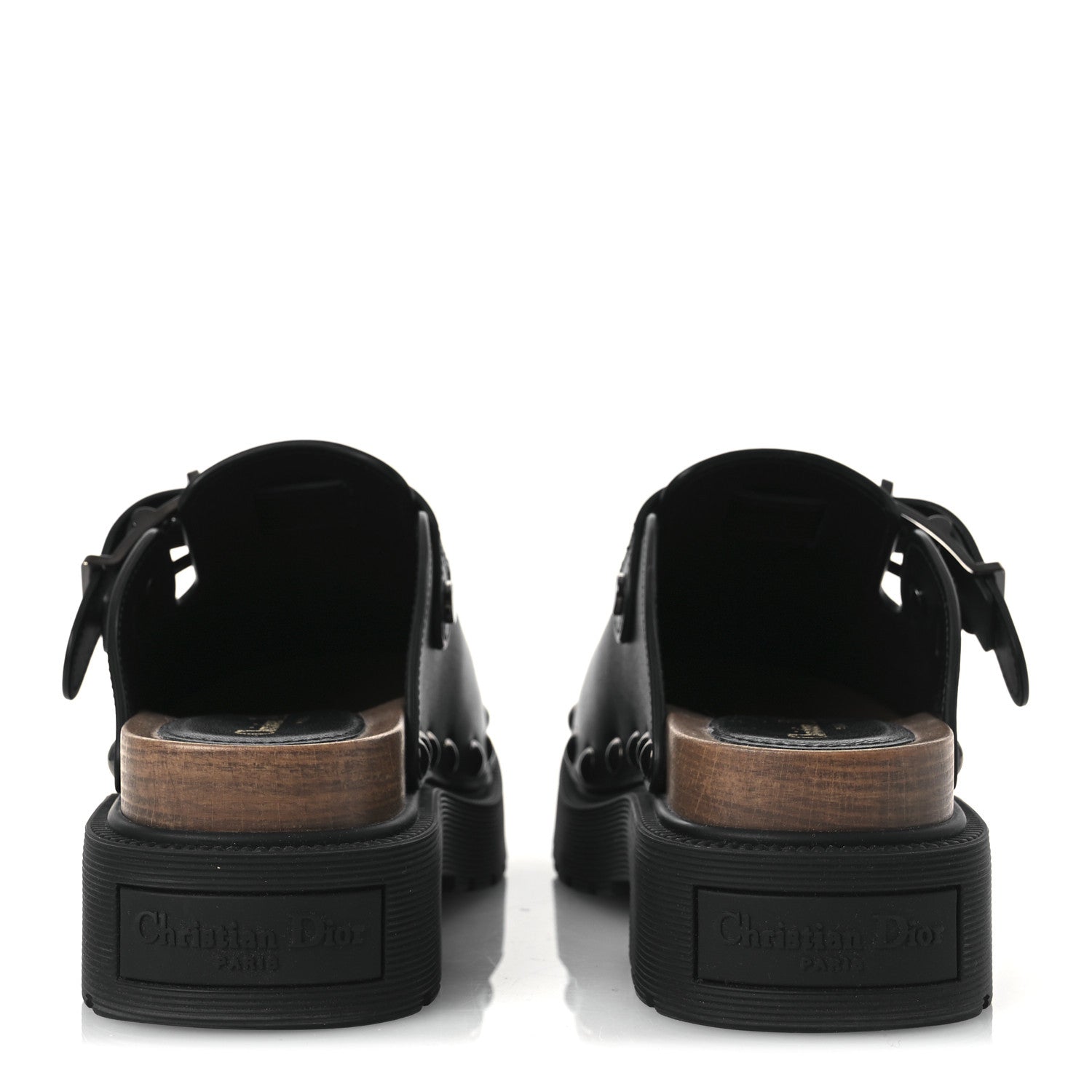 Christian Dior Calfskin Diorquake Buckled Lug Sole 15mm Clogs 36 Black 6 of 11