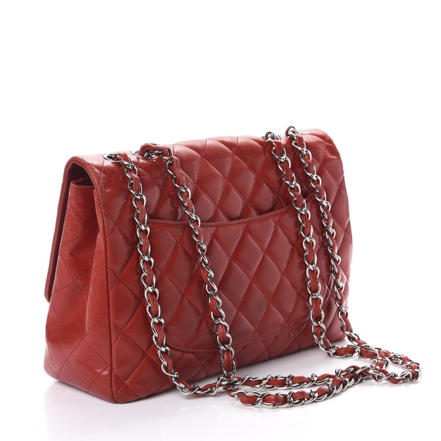 Chanel Lambskin Quilted Jumbo Single Flap Red 3 of 10