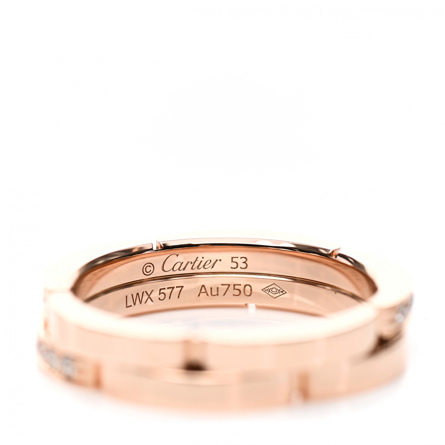 Cartier 18K Pink Gold Diamond Maillon Panthere 2 Half Rows Ring 53 6.5 4 of 5