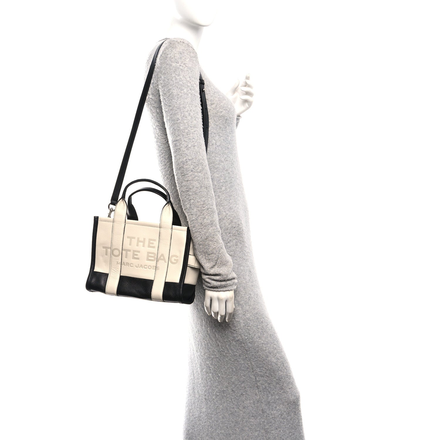 Marc Jacobs Grained Calfskin Small The Tote Bag Ivory Black 2 of 10