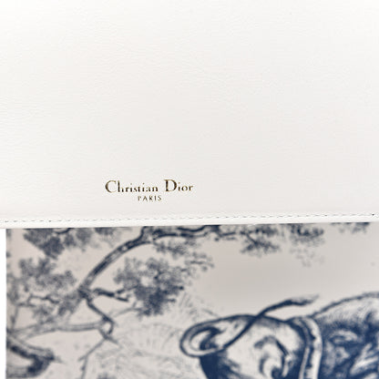 Christian Dior Calfskin Lady Dior Toile De Jouy Clutch Blue White 7 of 11