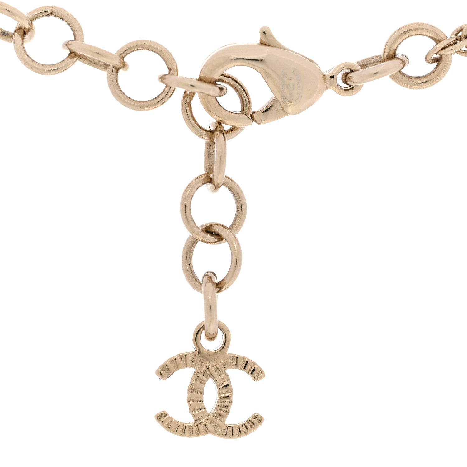 Chanel Crystal Pearl CC Necklace Pearly White Gold 5 of 5