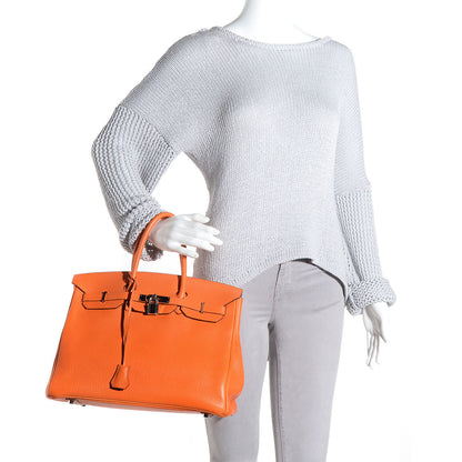 Hermes Taurillon Clemence Birkin 35 Orange 2 of 26