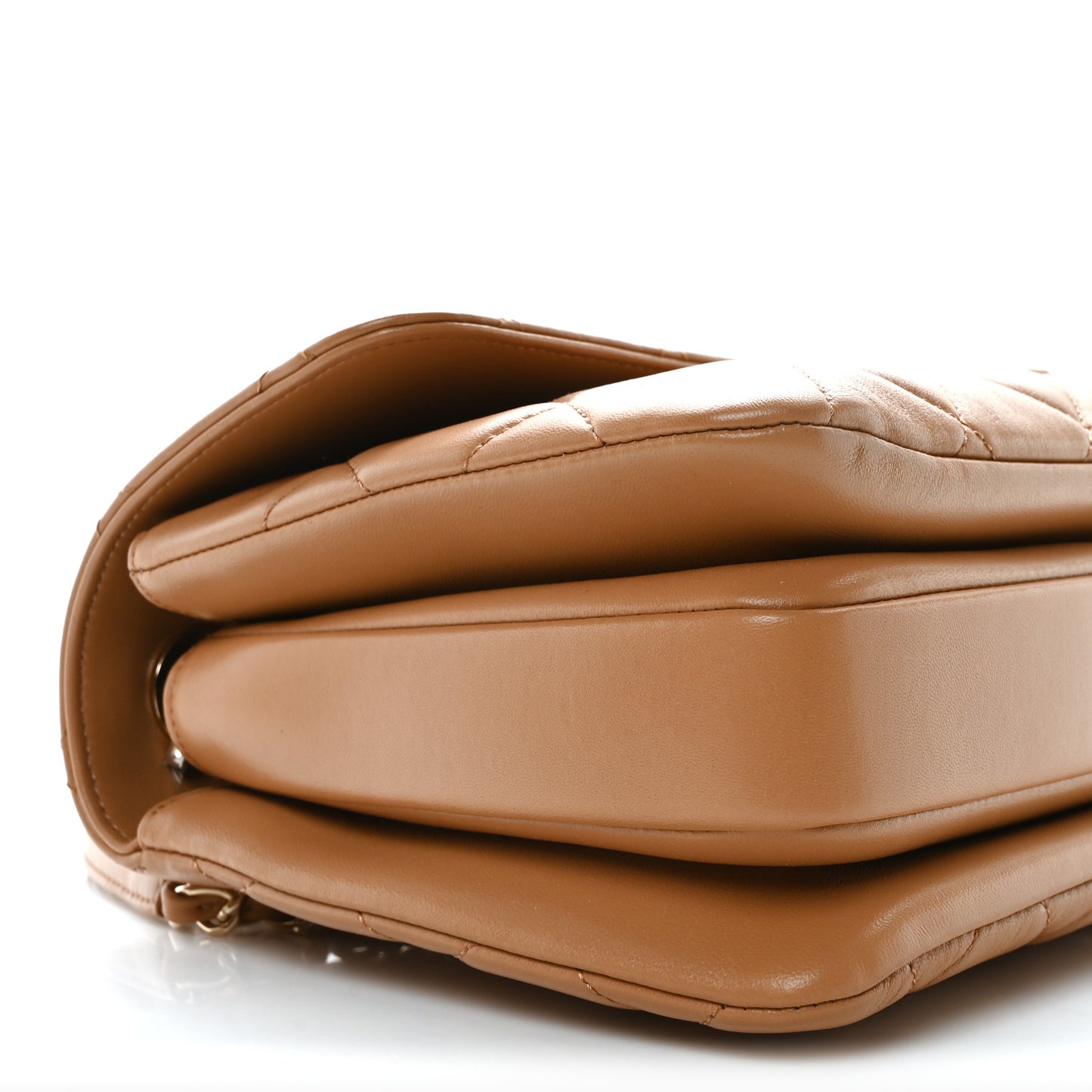 Lambskin Quilted Small Trendy CC Dual Handle Flap Bag Camel