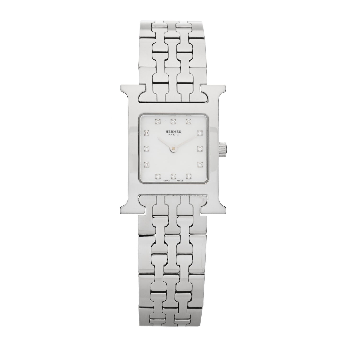 Stainless Steel Diamond Mother of Pearl 21mm Heure H Hour Quartz Watch