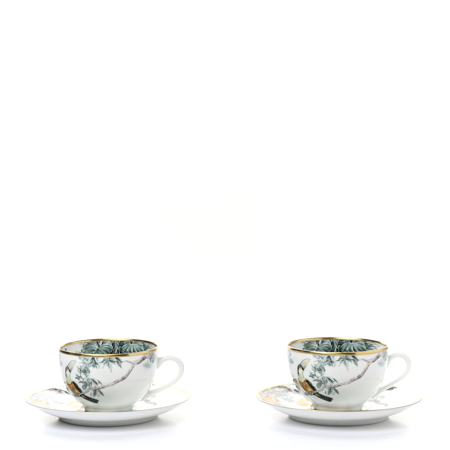 Porcelain Carnets d'Equateur Tea Cup and Saucer Set of 2