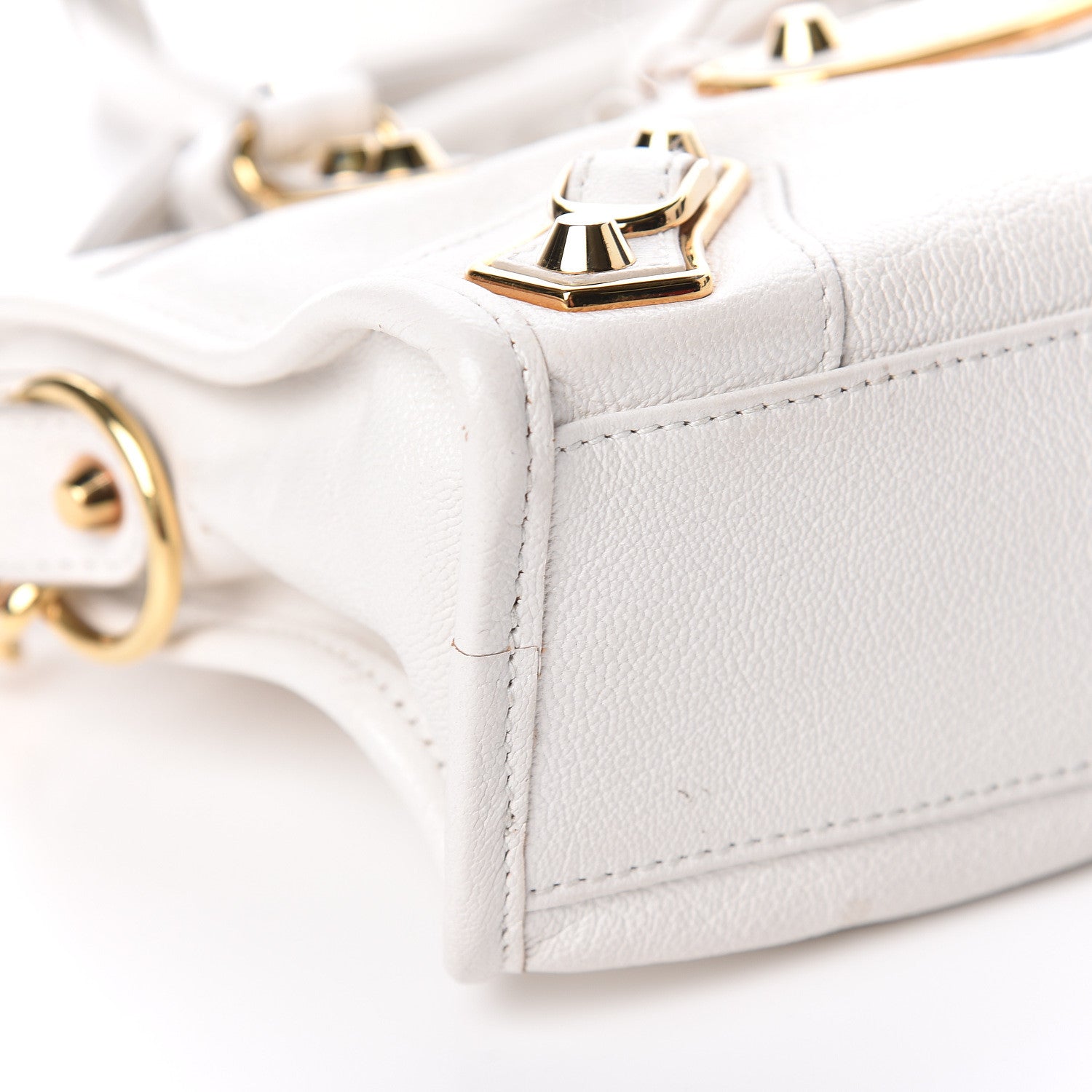 Balenciaga Chevre Gold Metallic Edge Hardware Mini City White 5 of 10