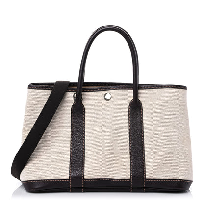 Hermes Buffle Skipper Toile Garden Party 30 TPM Marron Fonce 1 of 15