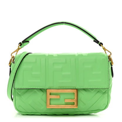 Fendi Nappa FF 1974 Embossed Mini Baguette Edamame 1 of 14