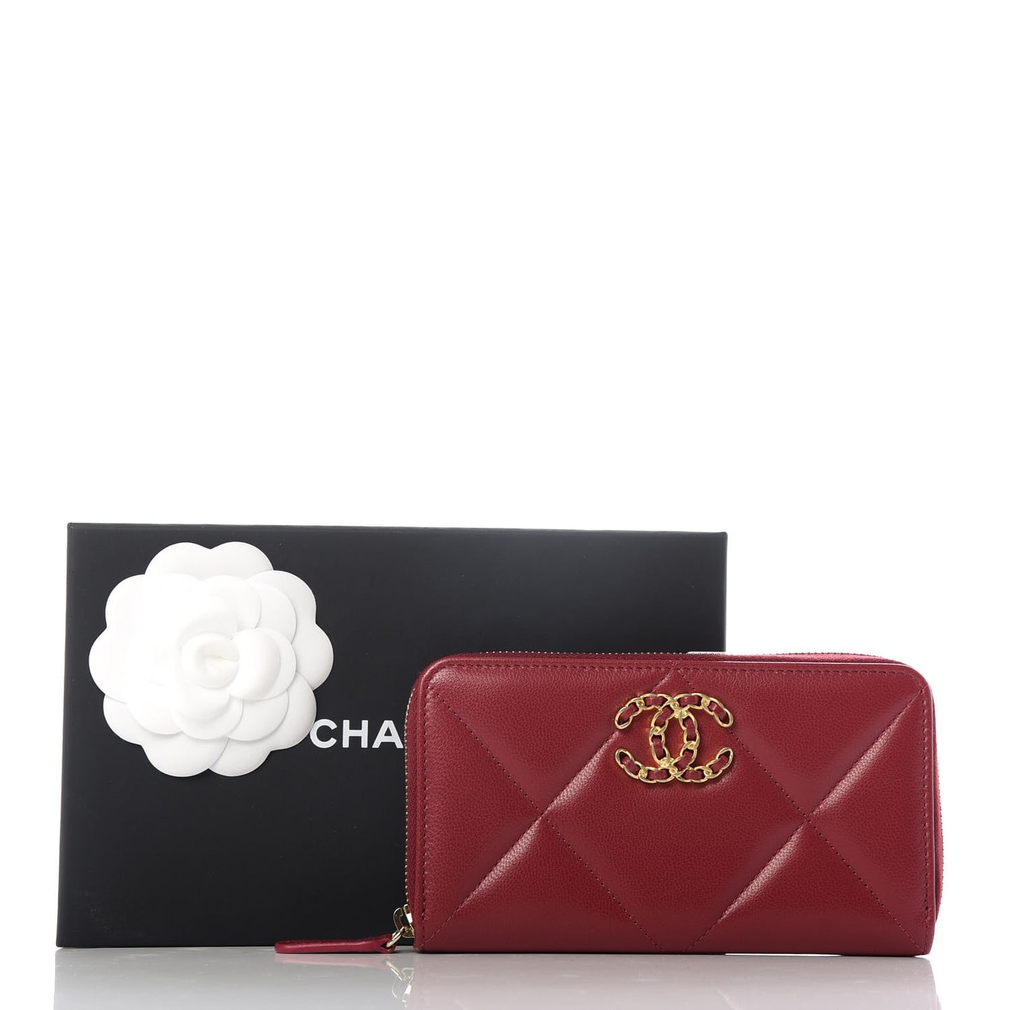 Goatskin Quilted Medium 19 Zipped Wallet Dark Pink