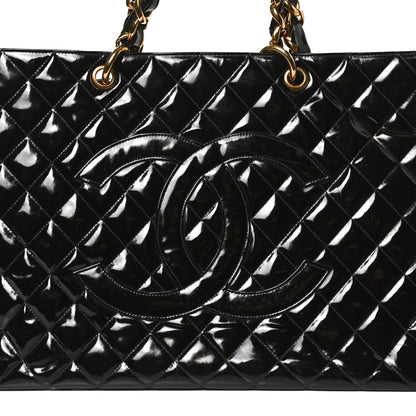 Chanel Patent Quilted Grand Shopping Tote GST Black 8 of 10