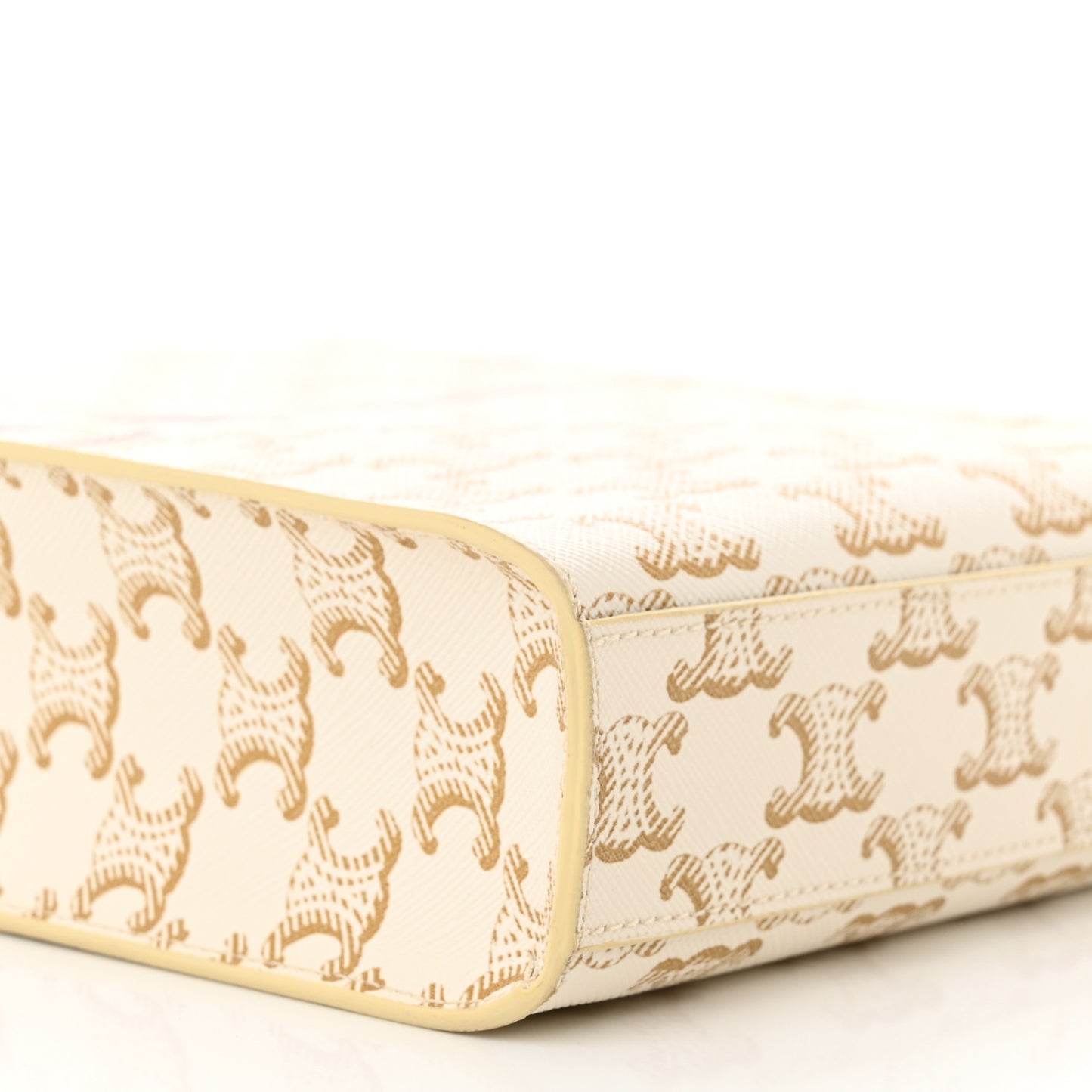 Triomphe Canvas Calfskin Mini Vertical Cabas White