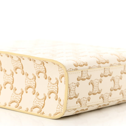 Celine Triomphe Canvas Calfskin Mini Vertical Cabas White 7 of 8