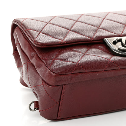 Chanel Shiny Goatskin Quilted Small Double Carry Waist Chain Flap Burgundy 9 of 10