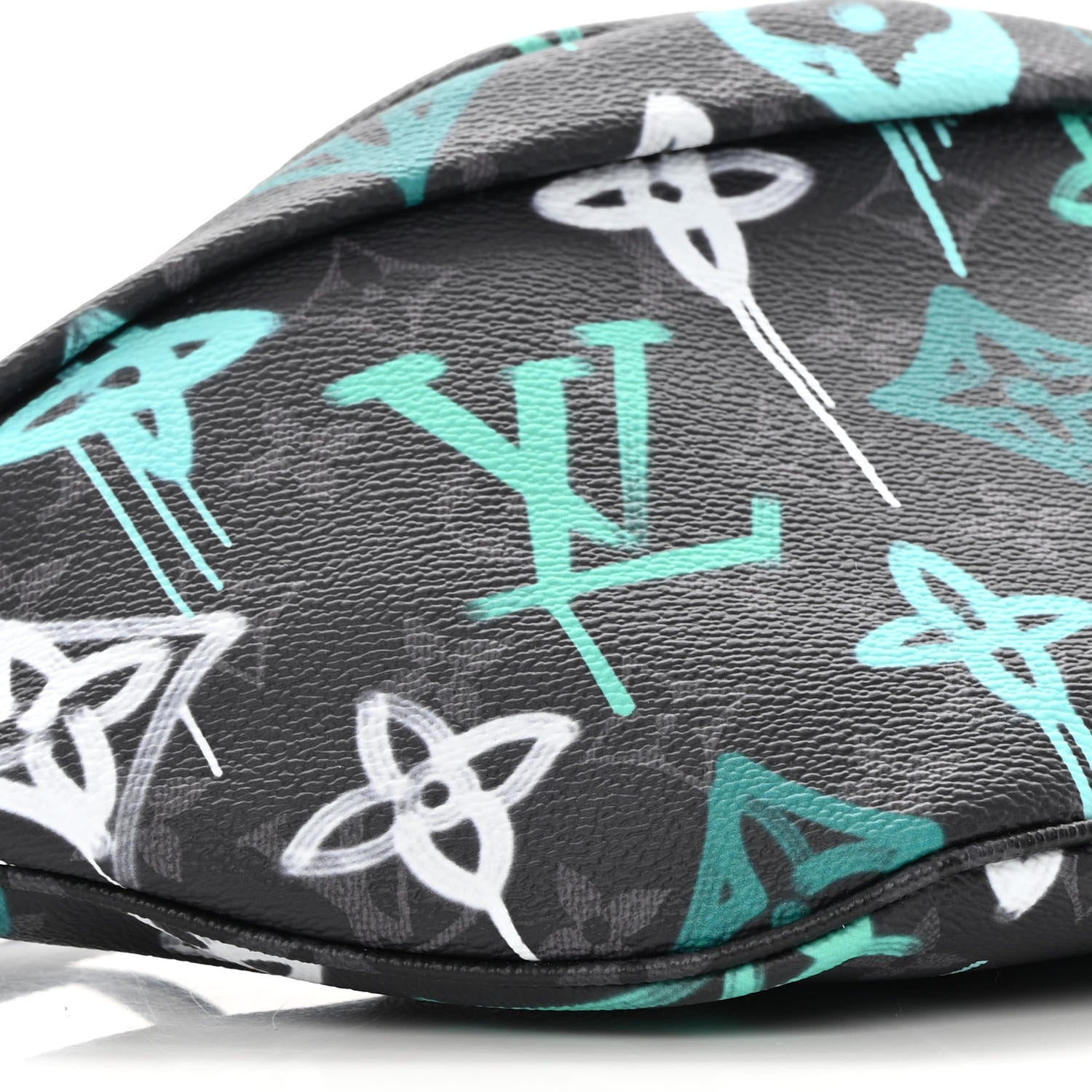 Louis Vuitton Monogram Eclipse LV Graffiti Discovery Bumbag Green Lights 8 of 10