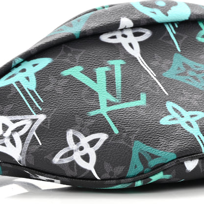 Louis Vuitton Monogram Eclipse LV Graffiti Discovery Bumbag Green Lights 8 of 10