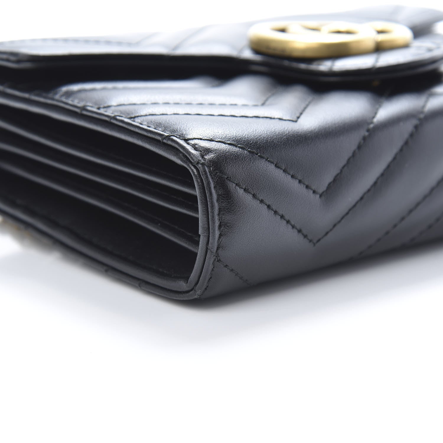 Gucci Calfskin Matelasse GG Marmont Chain Wallet Black 9 of 12