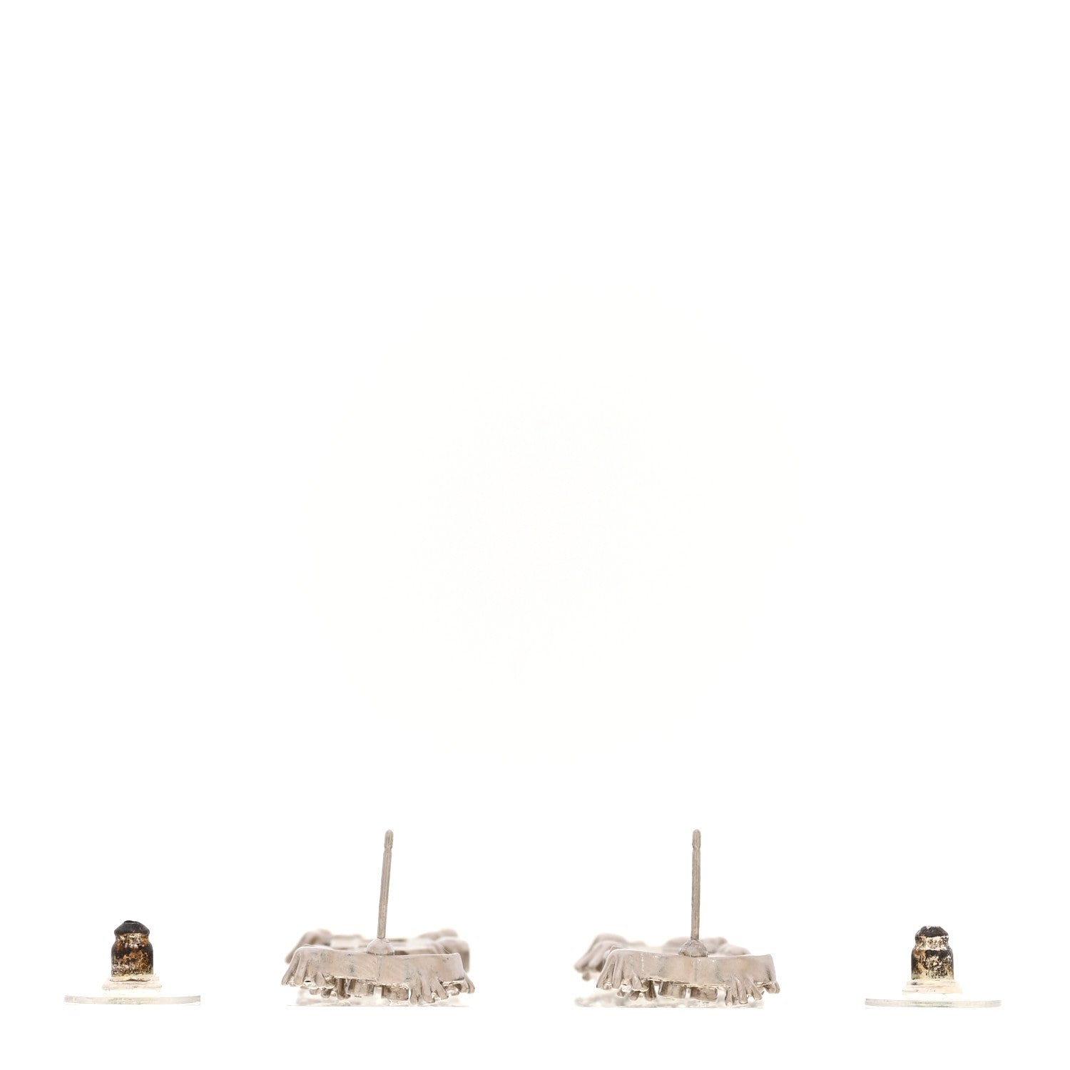 Chanel Crystal Cha-Nel Logo Drop Earrings Silver 3 of 5