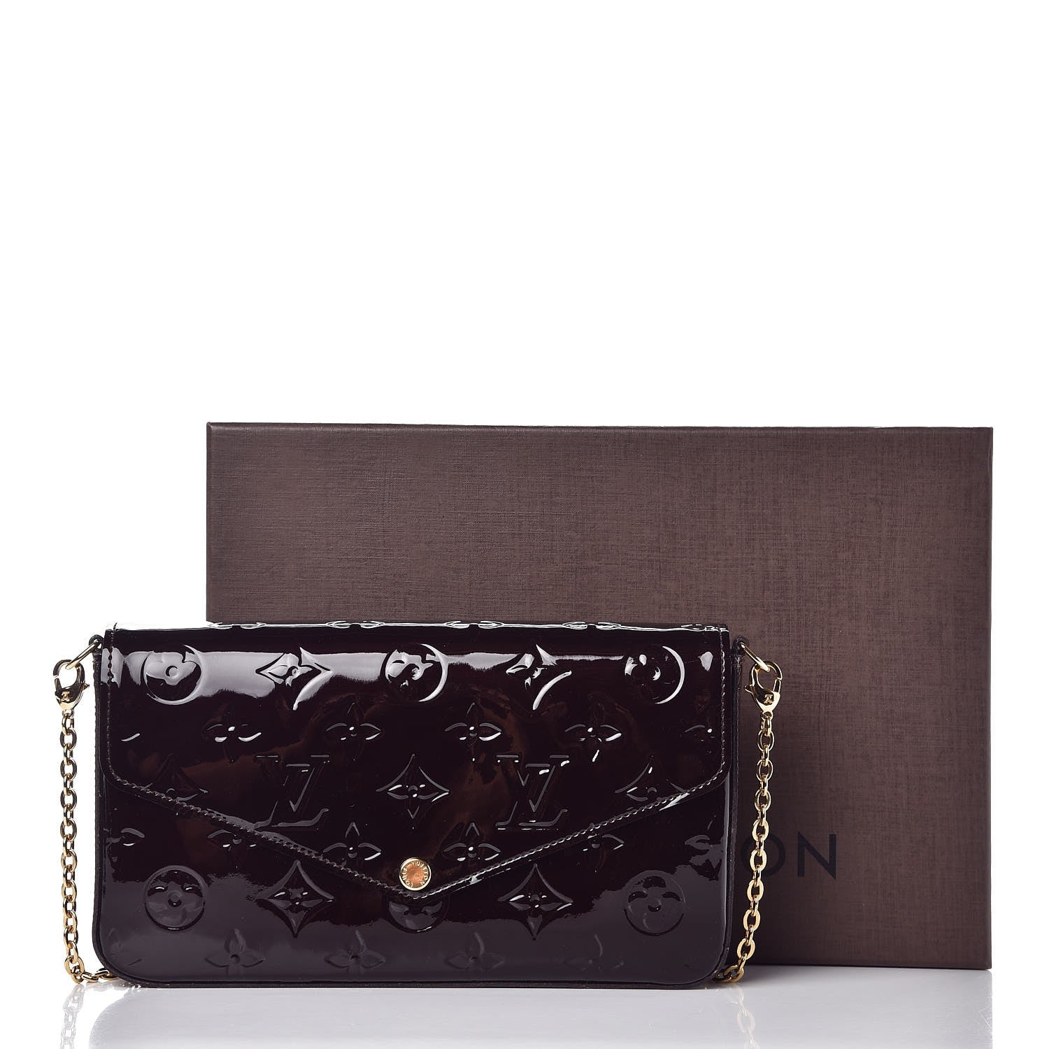 Louis Vuitton Vernis Pochette Felicie Chain Wallet Amarante 10 of 10