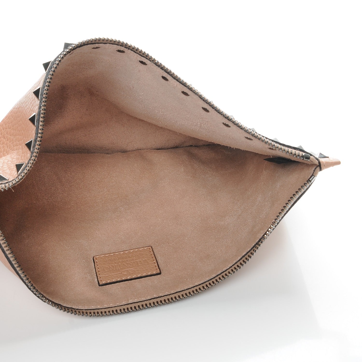Valentino Garavani Pebbled Calfskin Large Rockstud Zip Pouch Soft Noisette 5 of 7