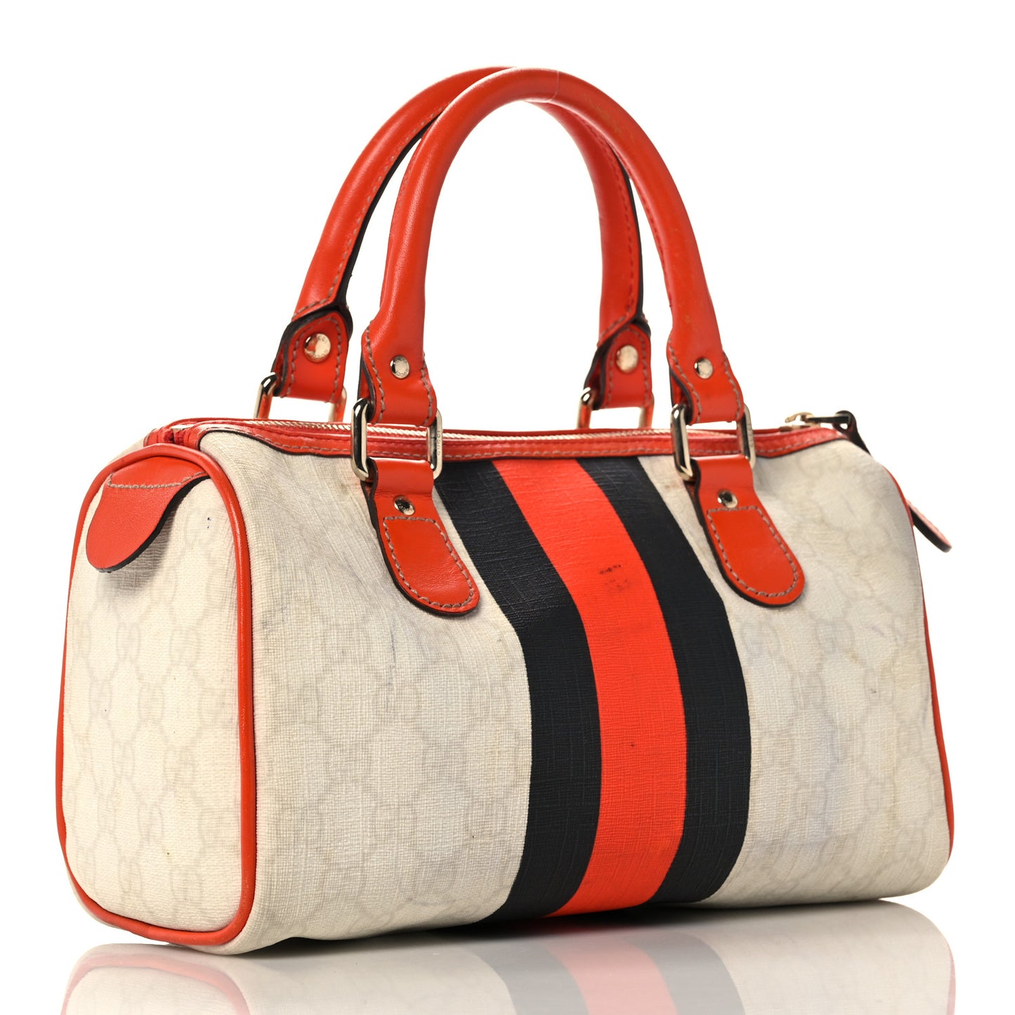 GG Plus Monogram Web Stripe Small Joy Boston Orange
