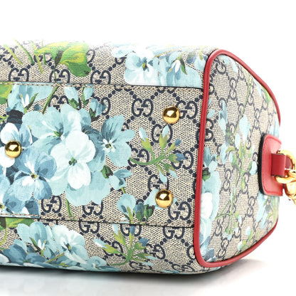 Gucci GG Supreme Monogram Blooms Small Boston Beige Blue Navy Hibiscus Red 10 of 14