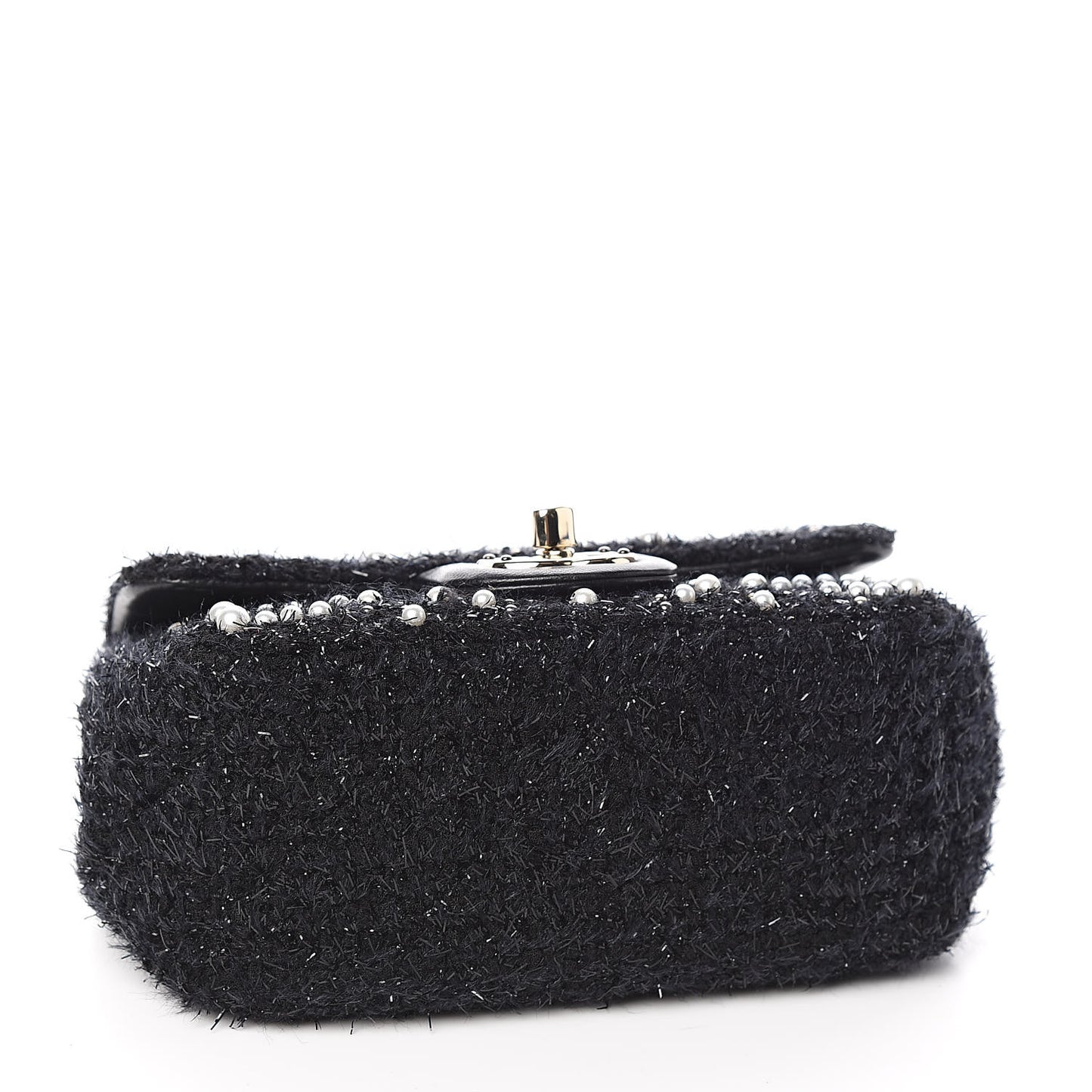 Tweed Pearl Mini Cosmos Flap Black