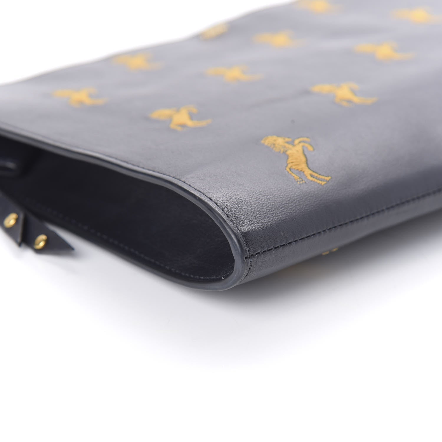 Chloe Smooth Calfskin Little Horses Embroidered Pouch Black 6 of 9