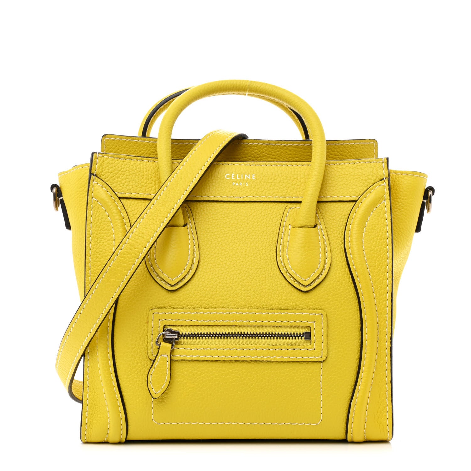 Celine Drummed Calfskin Nano Luggage Acacia 1 of 11
