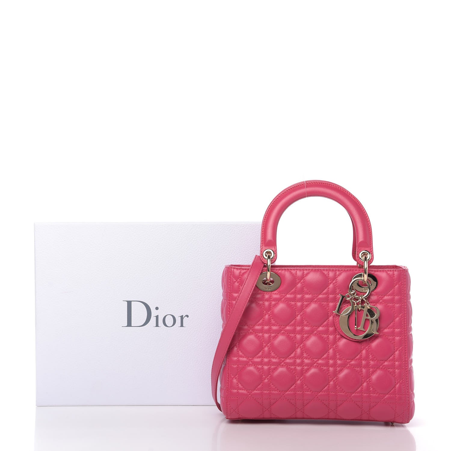 Christian Dior Lambskin Cannage Medium Lady Dior Pink 10 of 11