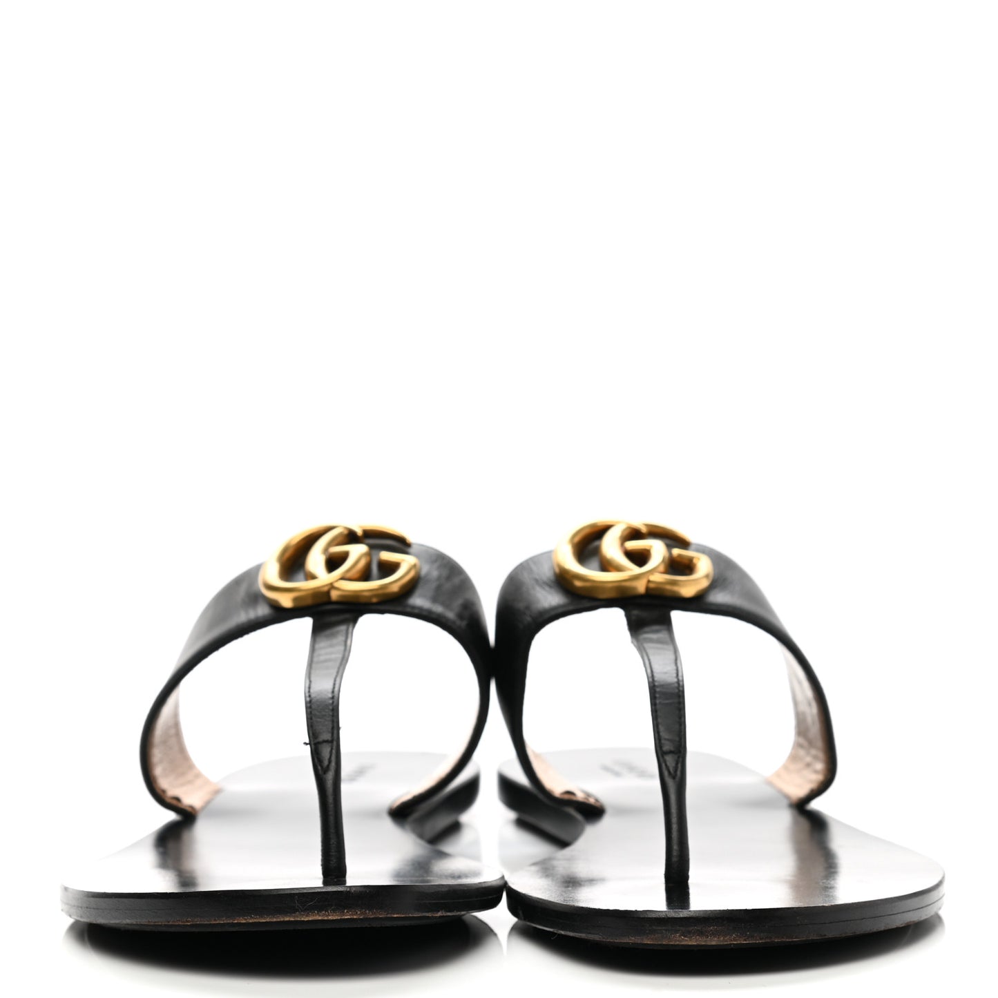 Calfskin GG Marmont Thong Sandals 40 Black