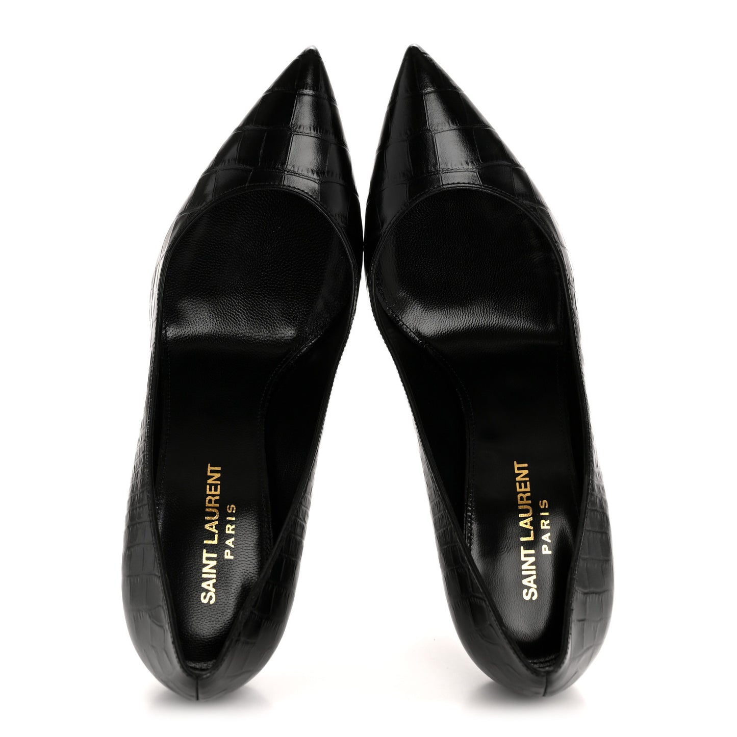 Calfskin Crocodile Embossed Opyum Pumps 37.5 Black