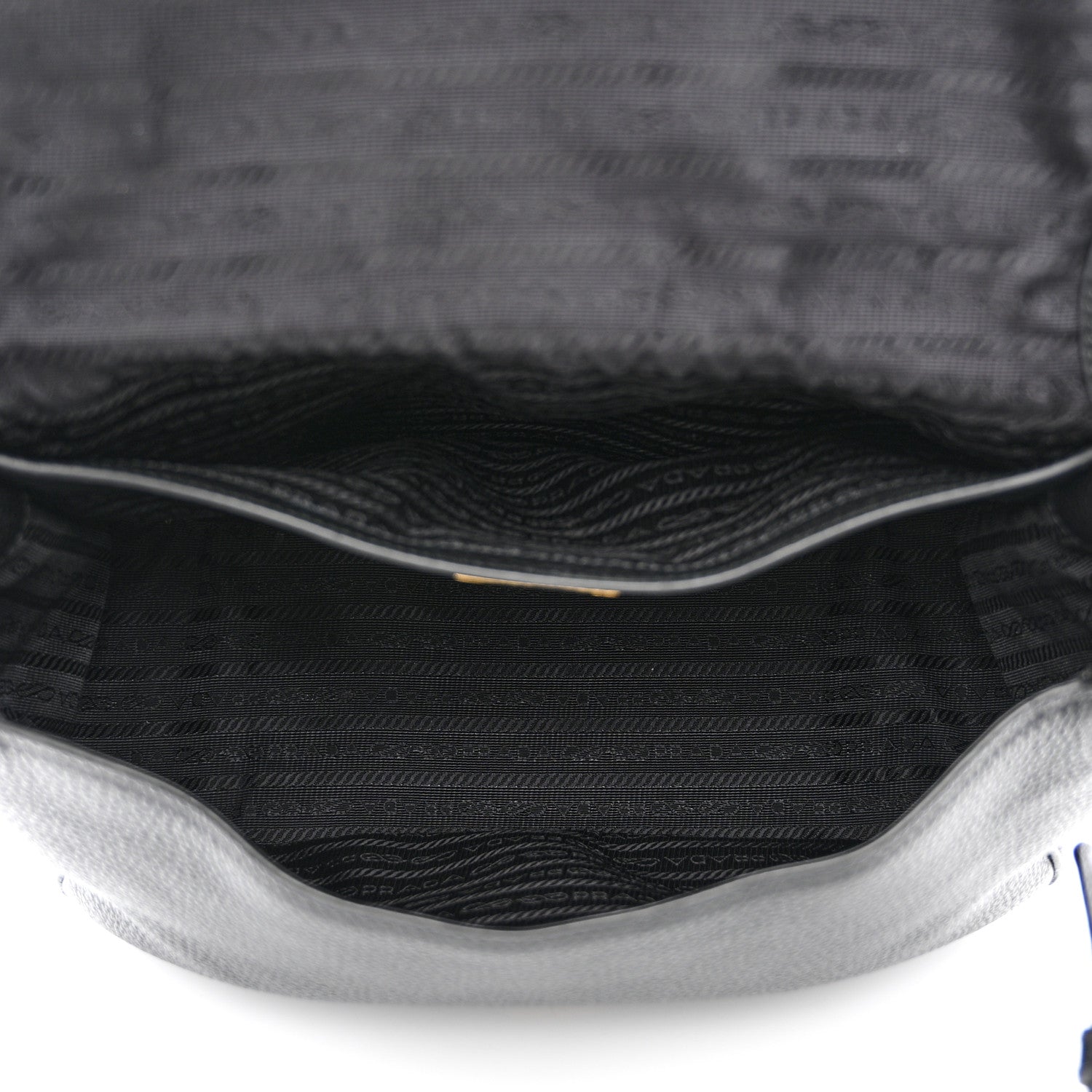 Prada Vitello Daino Embossed Logo Flap Shoulder Bag Black 5 of 12