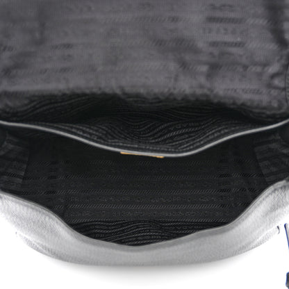 Prada Vitello Daino Embossed Logo Flap Shoulder Bag Black 5 of 12