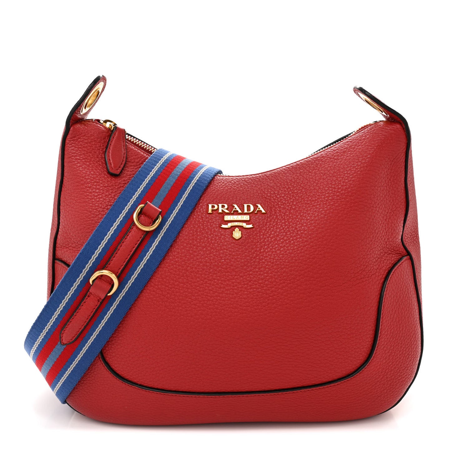 Vitello Phenix Zippered Messenger Hobo Rosso