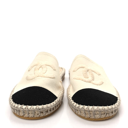 Chanel Denim CC Espadrille Mules 39 White Black 2 of 8
