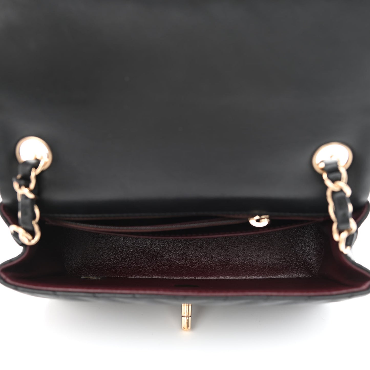 Lambskin Chevron Quilted Mini Rectangular Flap Black