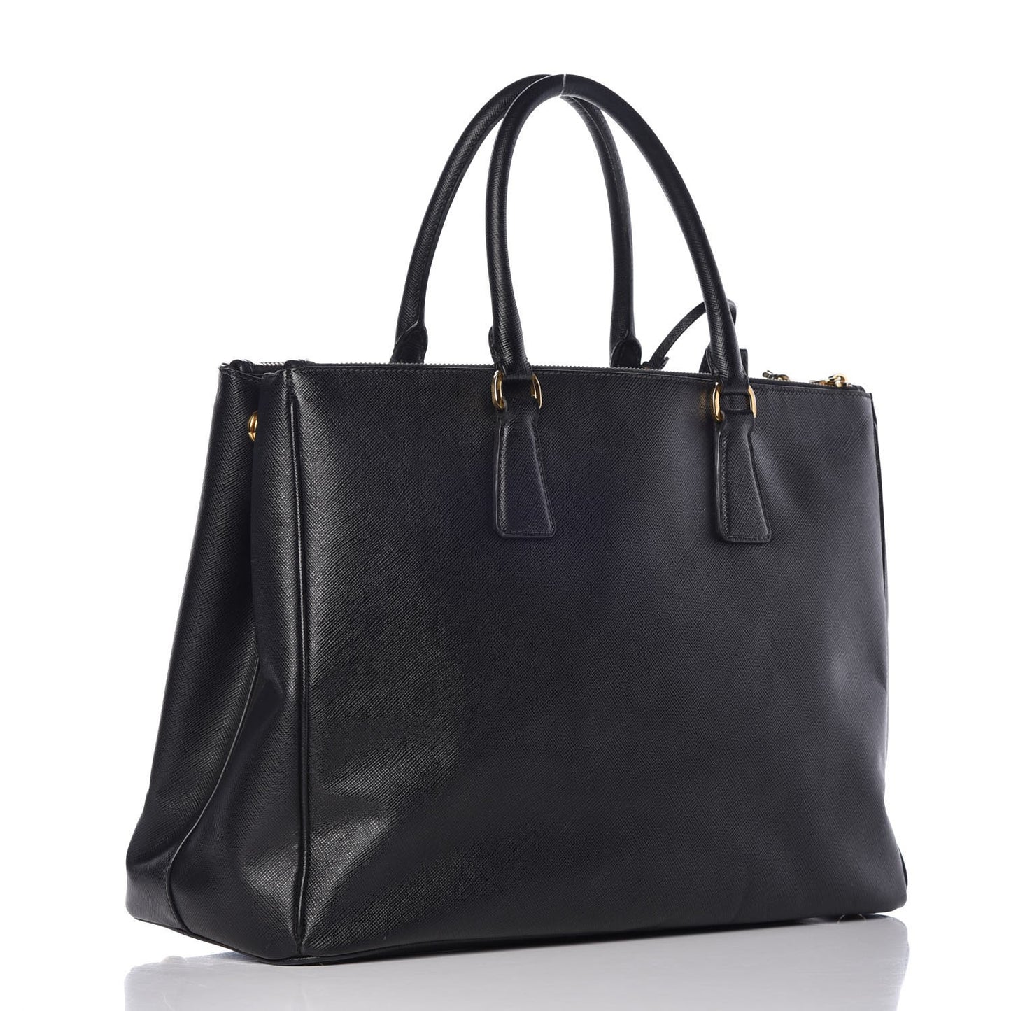Saffiano Large Galleria Double Zip Tote Black