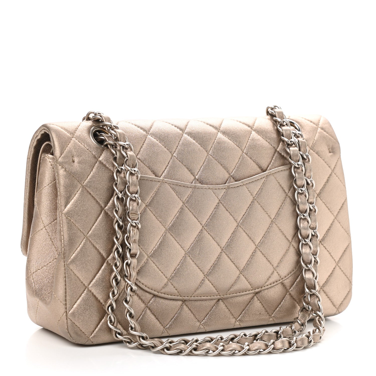 Chanel Metallic Lambskin Quilted Medium Double Flap Pink 3 of 10