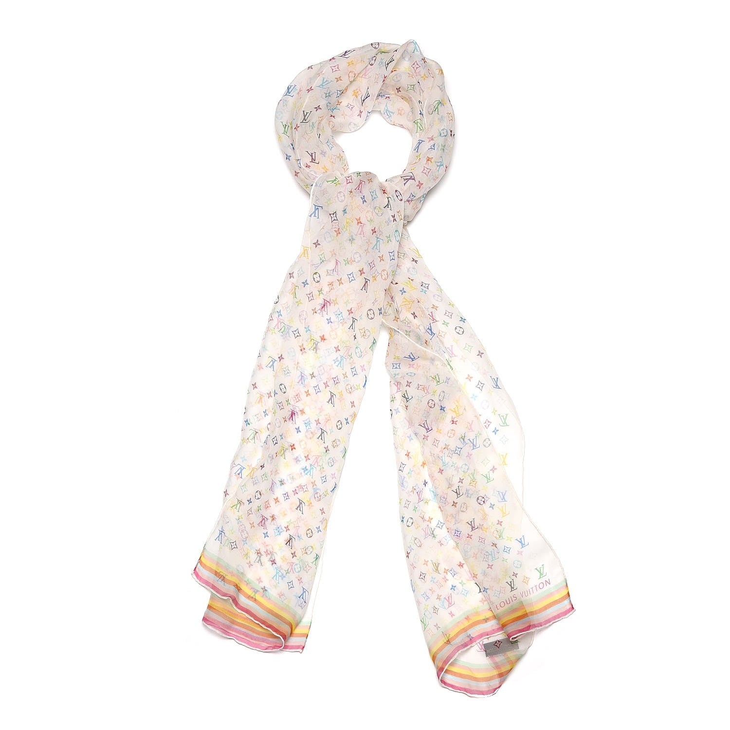 Louis Vuitton Silk Multicolor Stole White 1 of 7