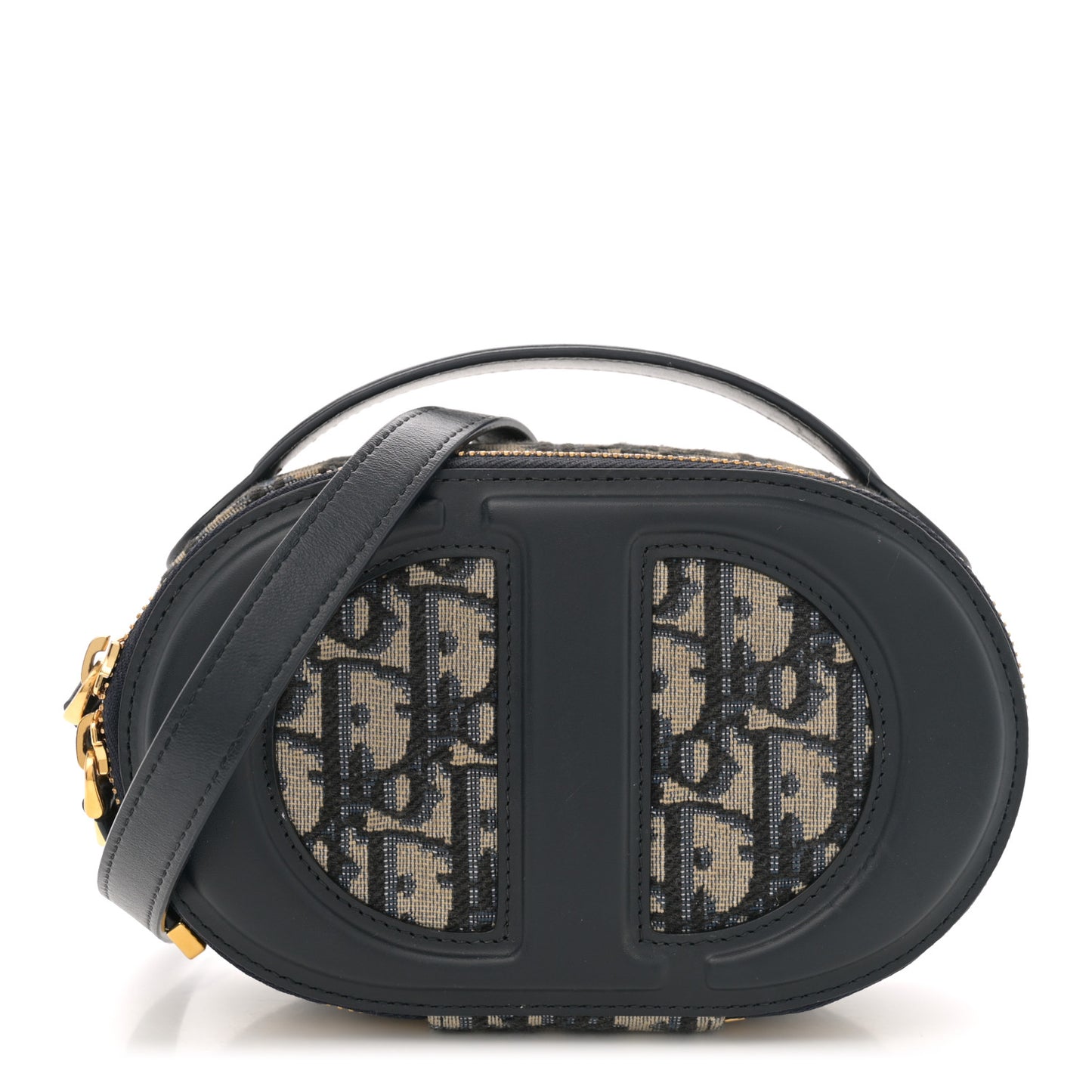 Oblique CD Signature Oval Crossbody Camera Bag Blue Multicolor