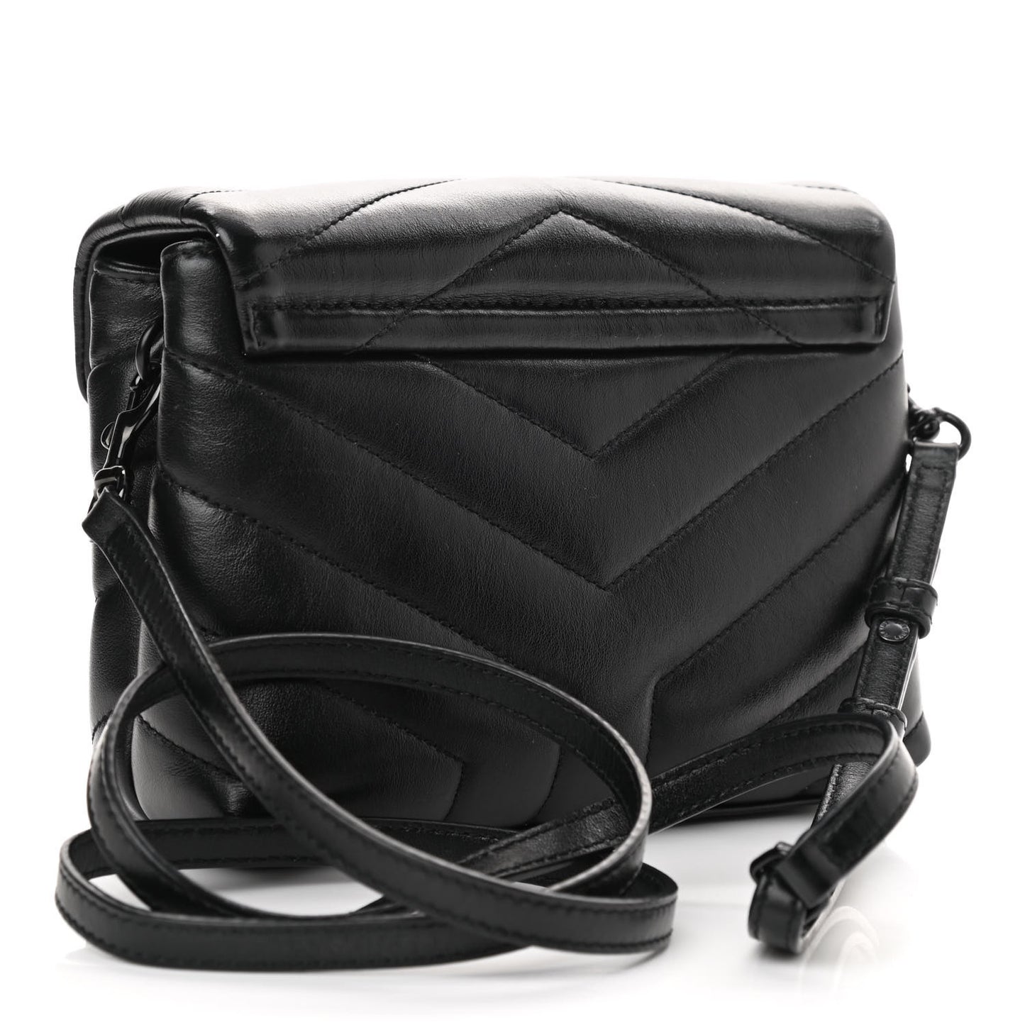 Calfskin Y Quilted Monogram Toy Loulou Crossbody Bag Black